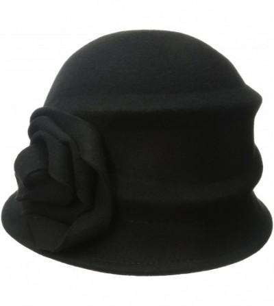 Sun Hats Women's Alexandrite Wool Trilby Hat with Flower Trim - Black - C11190984D9