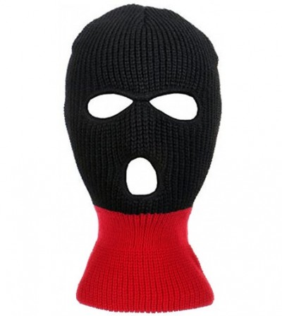 Balaclavas Knitted 3-Hole Full Face Cover Ski Mask - Black/Red - CZ18GC3HQLD