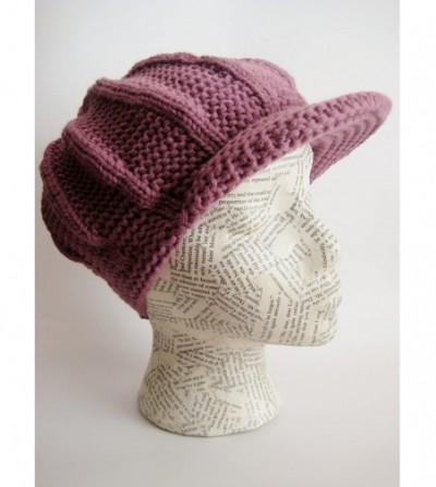 Skullies & Beanies Winter Hat for Women Visor Beanie Chunky Knit - Purple - CM11B2NO5YN