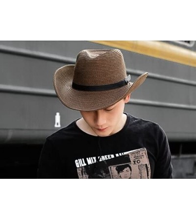 Cowboy Hats Foldable Classic Western Beach Sunshade - Brown - CR18CXCQZQ5