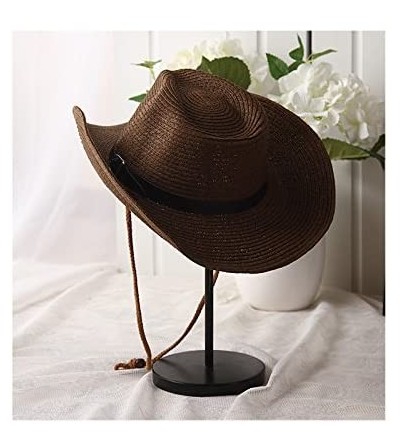Cowboy Hats Foldable Classic Western Beach Sunshade - Brown - CR18CXCQZQ5