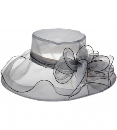 Sun Hats Women's Fascinators Kentucky Derby Church Dress Wedding Floral Party Hat - Grey - CI182LC90MY