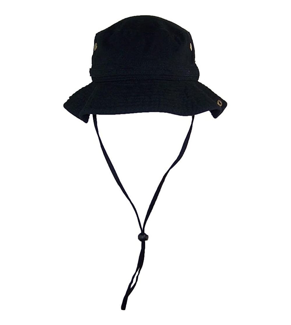 Sun Hats Summer Floppy/Bucket W/Snap Up Sides- Chin Strap & Mesh Air Holes - Black - CY17YYLO7CQ