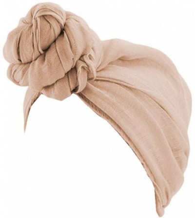 Skullies & Beanies Womens Big Flower Turban Beanie Elegant Cap Head Wrap Stretch Long Hair Scarf Headscarf - Coffee - C718UUY...
