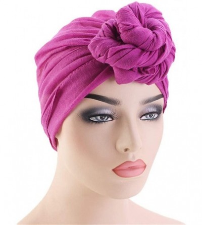 Skullies & Beanies Womens Big Flower Turban Beanie Elegant Cap Head Wrap Stretch Long Hair Scarf Headscarf - Coffee - C718UUY...
