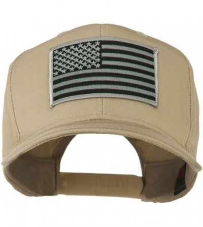 Baseball Caps Grey American Flag Patched High Profile Cap - Khaki - CN11ND5GLGD