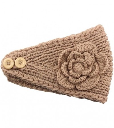 Skullies & Beanies Women's Fashion Crochet Flowers Headband Knitted Hat Cap Headwrap Bands - Camel - CC187IKI6KO
