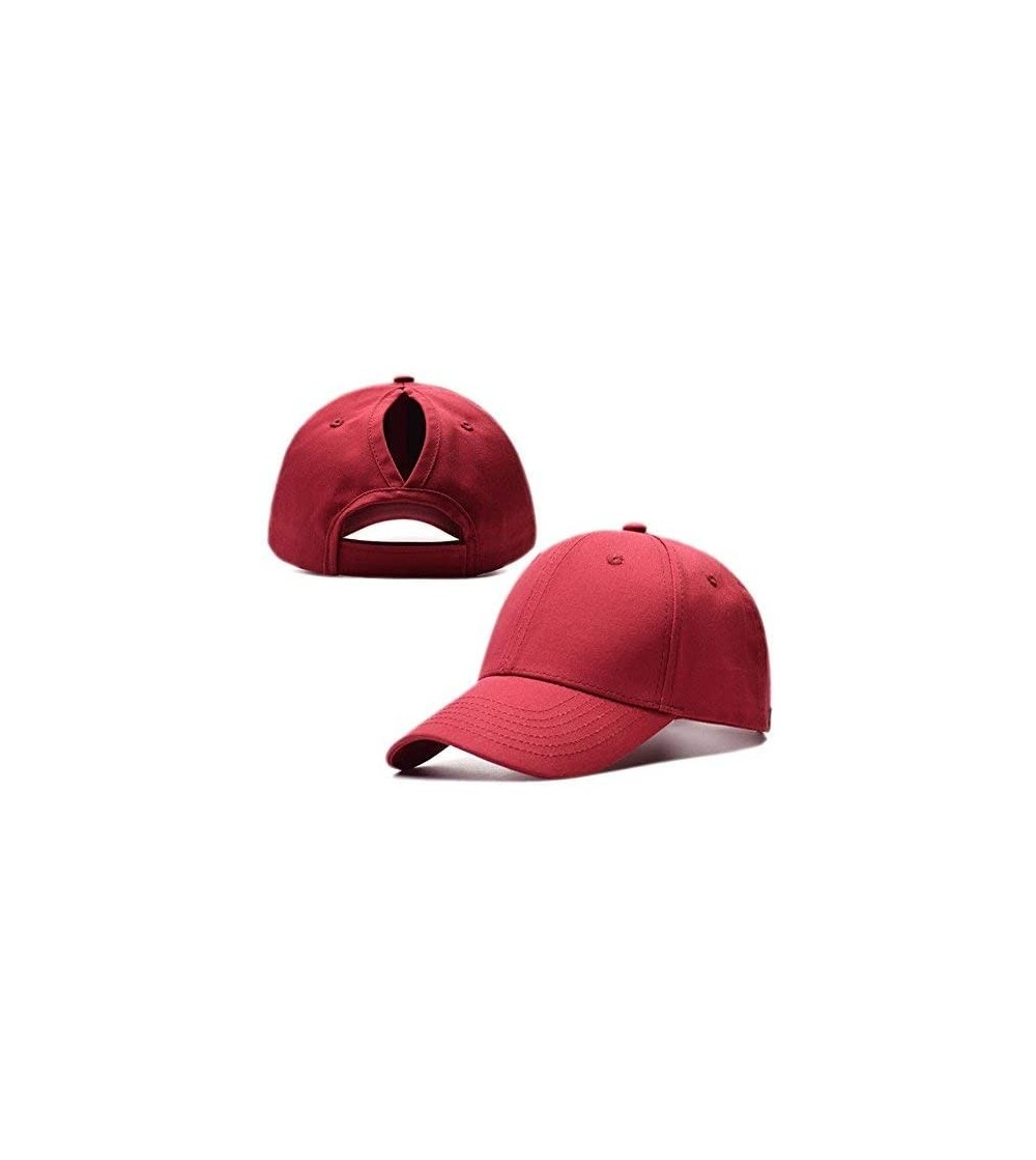 Baseball Caps Ponytail Baseball Cap Hat Ponycaps Messy Ponytail Adjustable Outdoor Cap Trucker Dad Hat for Women Men - Wine R...