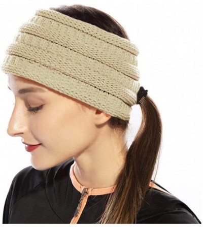 Cold Weather Headbands Womens Winter Warm Beanie Headband Soft Stretch Skiing Cable Knit Cap Ear Warmer Headbands - 12-pomyta...