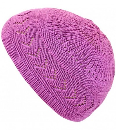Skullies & Beanies Stretchy Elastic Beanie Kufi Skull Cap Hats Featuring Cool Designs and Stripes - Purple W/ Arrow Design - ...