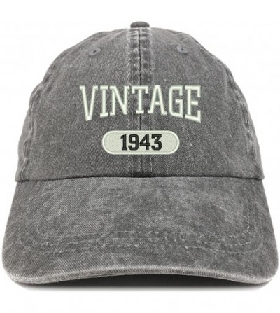 Baseball Caps Vintage 1943 Embroidered 77th Birthday Soft Crown Washed Cotton Cap - Black - CO12JO1I8ND