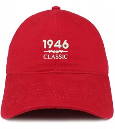 Baseball Caps Classic 1946 Embroidered Retro Soft Cotton Baseball Cap - Red - CF18CO9OLCR