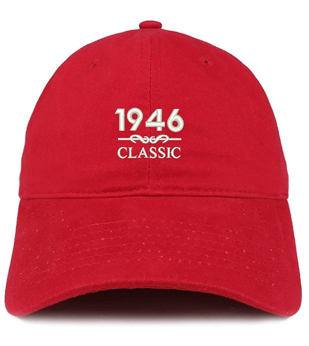 Baseball Caps Classic 1946 Embroidered Retro Soft Cotton Baseball Cap - Red - CF18CO9OLCR