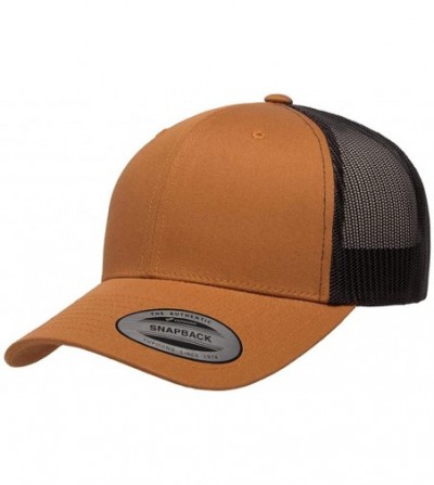 Baseball Caps Yupoong 6606 Curved Bill Trucker Mesh Snapback Hat with NoSweat Hat Liner - Caramel Black - C518XWS7NNZ