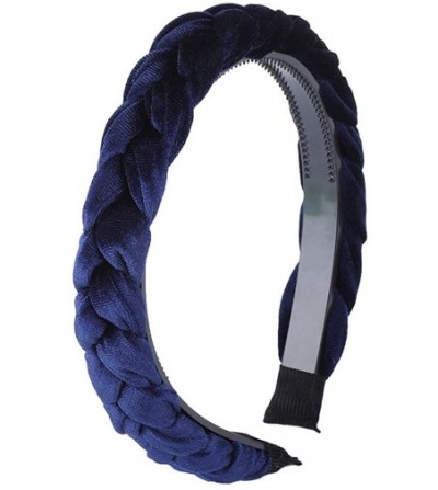 Headbands Wide Braided Velvet Hair Hoop Headband 3Cm Wide Plain Hairbands Hair Accessories Women's Winter Hairbands - C918N9I...