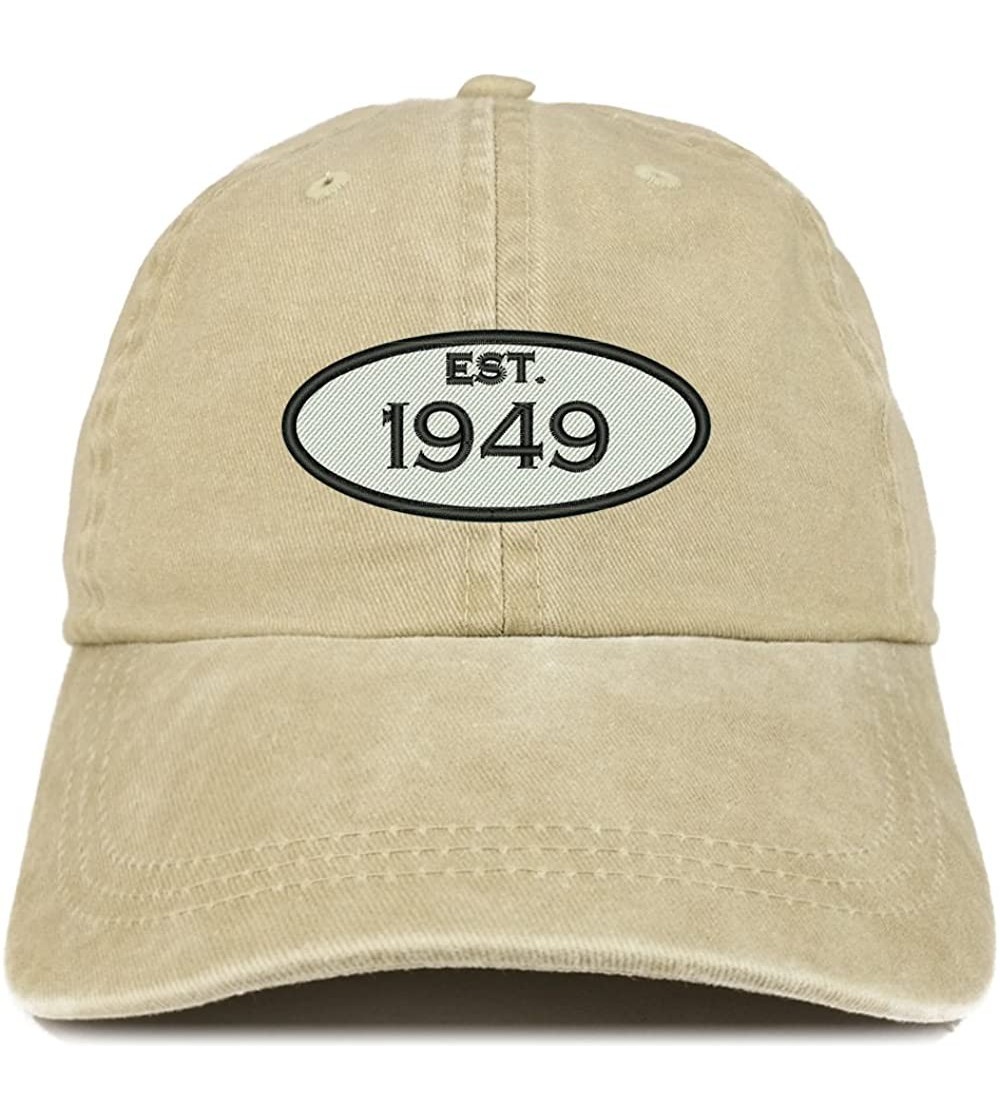 Baseball Caps Established 1949 Embroidered 71st Birthday Gift Pigment Dyed Washed Cotton Cap - Khaki - C512NT05PHW