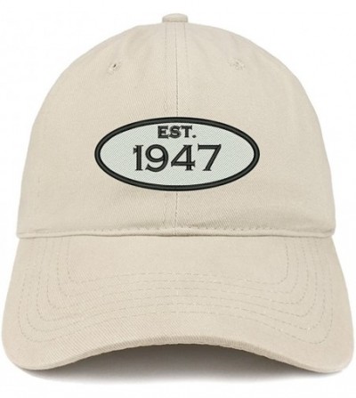 Baseball Caps Established 1947 Embroidered 73rd Birthday Gift Soft Crown Cotton Cap - Stone - CK183NHYG3L