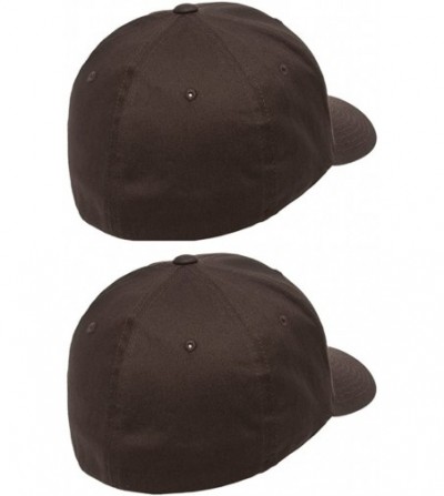 Baseball Caps 2-Pack Premium Original Cotton Twill Fitted Hat w/THP No Sweat Headliner Bundle Pack - Brown - C6185G5OQ89