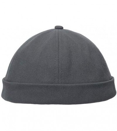 Skullies & Beanies Unisex Beanie Cotton Docker Brimless Hat Rolled Cuff Harbour Hat with Drawstring - H-grey - C119448WME2