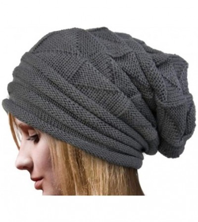 Skullies & Beanies Knit Slouchy Beanie Hats for Women Oversized Warm Winter Hats Baggy Ski Cap - Dark Gray - CN1924S74XZ