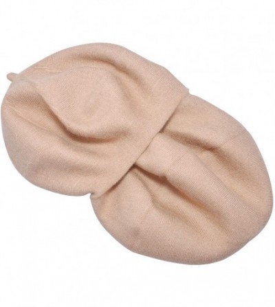 Berets French Beret hat- Reversible Solid Color Cashmere Knit Warm Beret Cap for Womens Girls - Twist Camel - CF18WHSNK2R