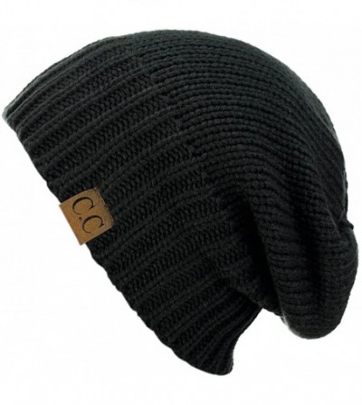 Skullies & Beanies Exclusive Two Way Cuff & Slouch Warm Knit Ribbed Beanie - Melange Gray - CR125H8ET5N