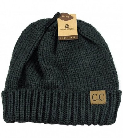 Skullies & Beanies Exclusive Two Way Cuff & Slouch Warm Knit Ribbed Beanie - Melange Gray - CR125H8ET5N