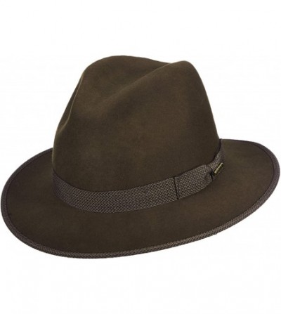 Cowboy Hats Crushable Water Repellent Wool Felt Safari Hat - Olive - CH12MI844P5