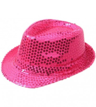 Fedoras Solid Color Sequins Fedora Hat - Rose - CP187E8OY8Z