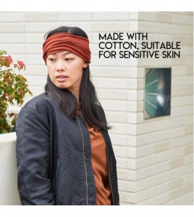 Headbands Mens Japanese Cotton Headband - Natural Headwrap Elastic Hair Band Neck Gaiter - Charcoal Gray - CJ114YUBWTR