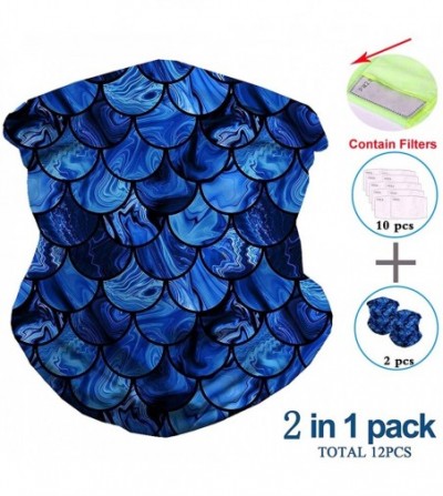 Balaclavas Bandanas Balaclava Neck Gaiter with Carbon Filter- UV Protection Face Cover for Hot Summer - Blue Feather - CW198G...