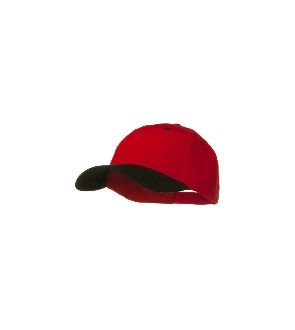 Baseball Caps 2 Tone Brushed Bull Denim Mid Profile Cap - Black Red - CT11VYRQW1L
