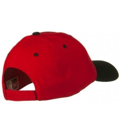 Baseball Caps 2 Tone Brushed Bull Denim Mid Profile Cap - Black Red - CT11VYRQW1L