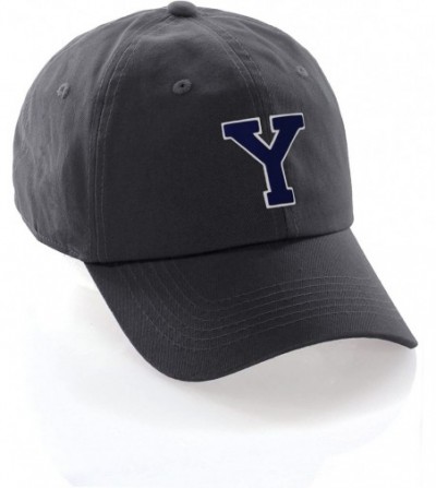 Baseball Caps Custom Hat A to Z Initial Letters Classic Baseball Cap- Charcoal Hat White Navy - Letter Y - C118ET359N0