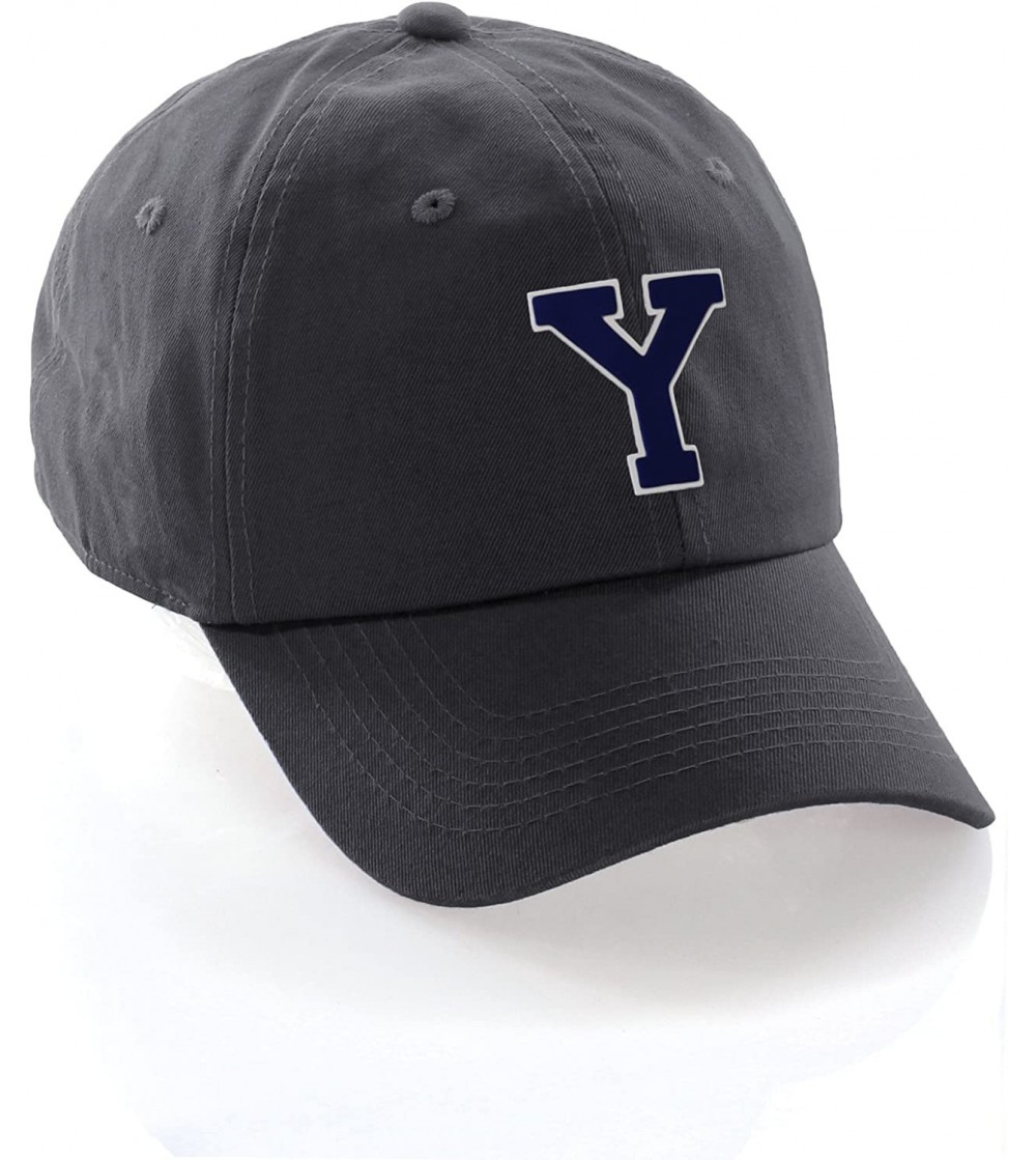 Baseball Caps Custom Hat A to Z Initial Letters Classic Baseball Cap- Charcoal Hat White Navy - Letter Y - C118ET359N0