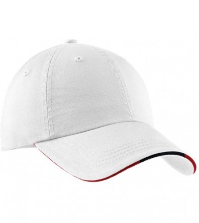Baseball Caps Signature Sandwich Bill Cap with Striped Closure C830 - White and Classic Navy and Red - CZ113MWD9VR