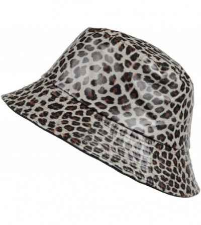 Rain Hats Rain Hat- Waxed mat- Woman- Waterproof Leopard Print - Light Grey - CJ194HZ5GX9