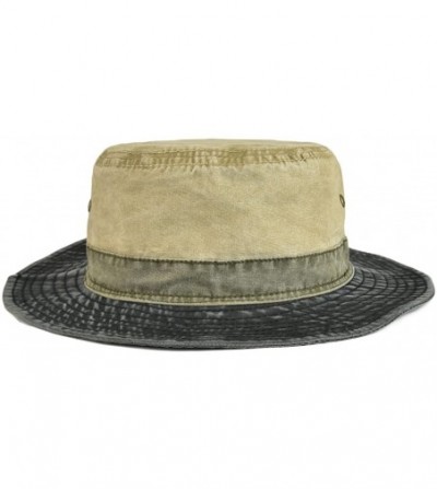Newsboy Caps Men Washed Cotton Panama Bucket Hat Packable Summer Travel Fishing Boonie Cap - Black - CA185UDTNAT