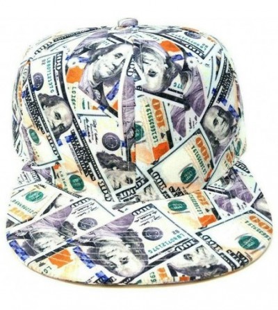 Baseball Caps Cash Money New Hundreds $100 Bills All Over Print Flat Bill Snapback - CW127S1ZO7J