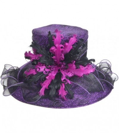Sun Hats Ladies's Kentucky Derby Church Wedding Luxury Dress Hat - Purple - CN12MYO6L2H