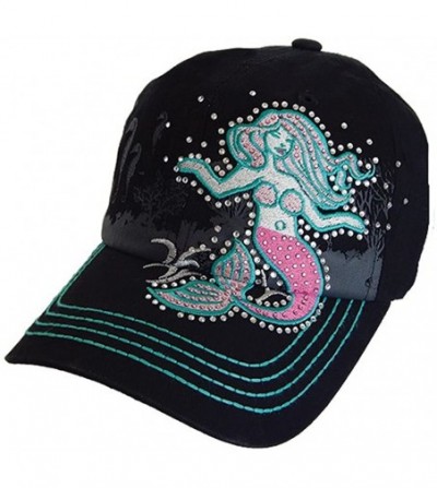 Baseball Caps Mermaid Sea Life Adjustable Hat in Black - CA12MA5KLHX