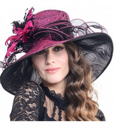 Sun Hats Kentucky Derby Church Hats for Women Dress Wedding Hat - Feather-rose - CP18QX5LX0Z