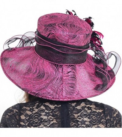 Sun Hats Kentucky Derby Church Hats for Women Dress Wedding Hat - Feather-rose - CP18QX5LX0Z