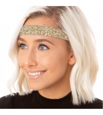 Headbands Women's Adjustable Non Slip Wide Bling Glitter Headband Silver Multi Pack - Silver & Gold - C011RV7223F