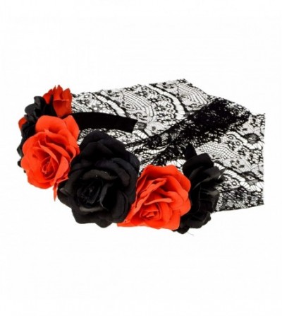 Headbands Day of the Dead Flower Crown Festival Headband Rose Mexican Floral Headpiece HC-23 (5 flower with lace) - C018HM3TGRT