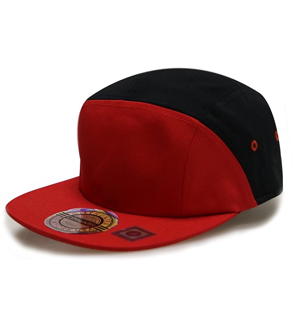Baseball Caps Baseball 5 Panel Biker Hat - 145 Red/Black - CA126HG4CMT