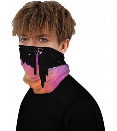 Balaclavas Women's 3D Galaxy Print Multifunctional Headwear Face Mask Headband Neck Gaiter Face Scarf - Galaxy Pink Milk - CE...