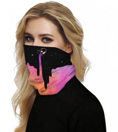 Balaclavas Women's 3D Galaxy Print Multifunctional Headwear Face Mask Headband Neck Gaiter Face Scarf - Galaxy Pink Milk - CE...