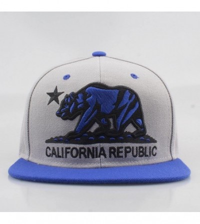 Baseball Caps California Republic Bear Flat Visor Snapback Multi Color - Grey/Blue - CB1291P2EWX