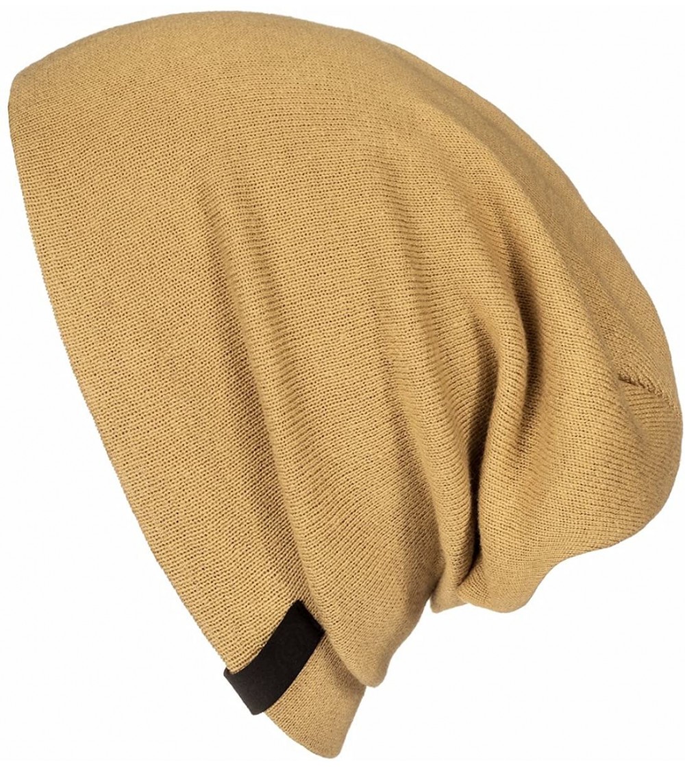 Skullies & Beanies Warm Slouchy Beanie Hat for Men and Women- Deliciously Soft Daily Beanie in Fine Knit - Sand - C9185KGMM2L